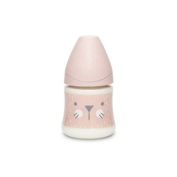 Пляшечка "Hygge - Затишні історії" 150 мл (кругла соска, повільний потік), рожева
