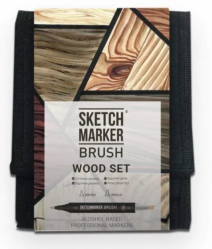 Набір маркерів  Brush "Дерево" 12 шт, SMB-12WOOD SKETCHMARKER