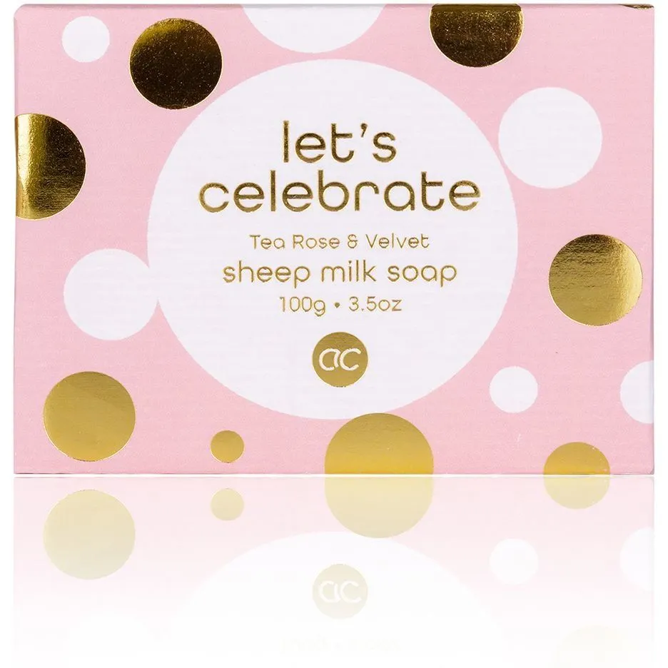 Мило з овечого молока LET'S CELEBRATE 100 г, виготовлене вручну, аромат: Чайна троянда і бархат