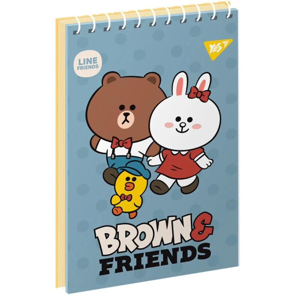 Зошит для записів YES А7/80 од.спіраль Line Friends