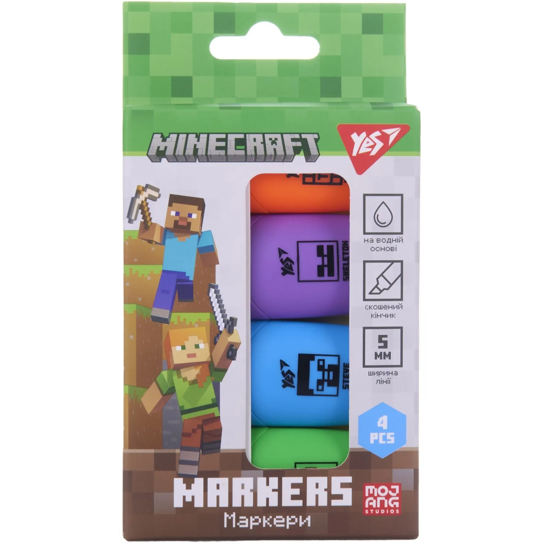 Маркер текстовий Yes "Minecraft" в наборі, 4 шт.