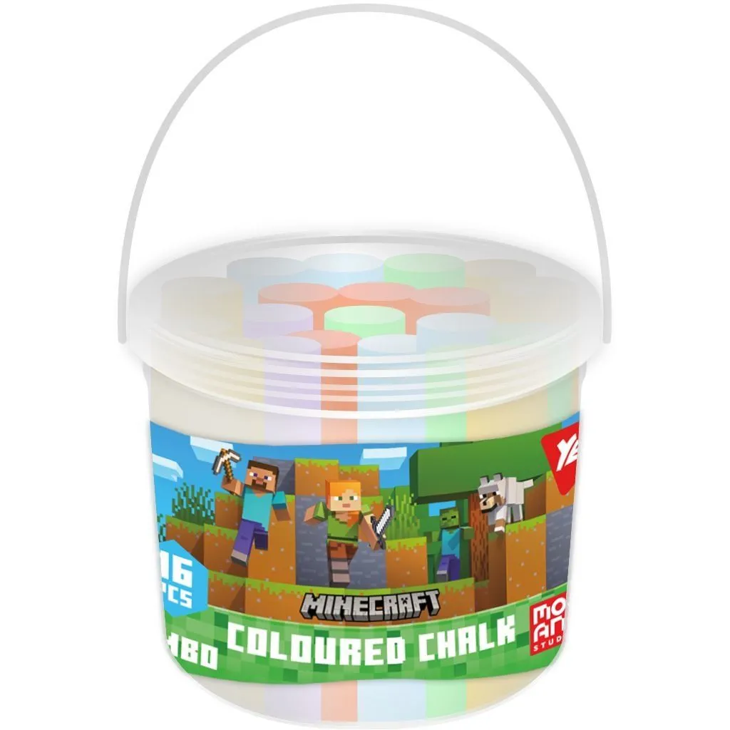 Крейда кольорова Yes "Minecraft" 16 шт, JUMBO, в відрі