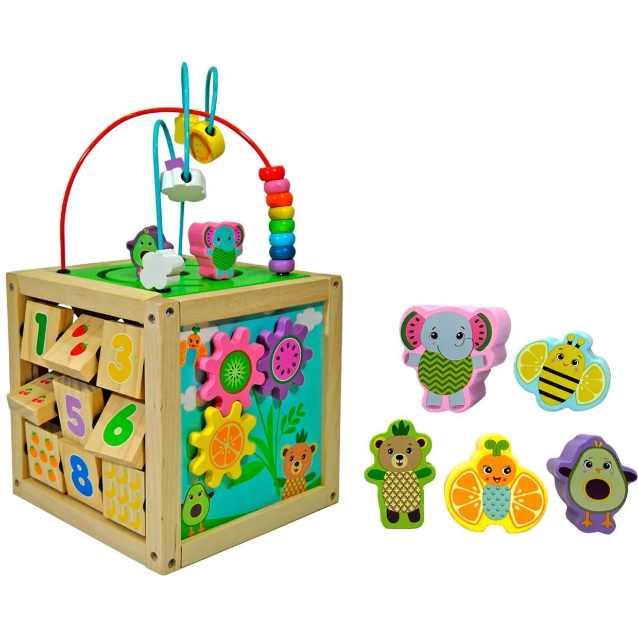 DISCOVERY &amp; PLAY - ДЕРЕВ'ЯНИЙ  КУБ 22x22x44 CMS FROOTIMALS