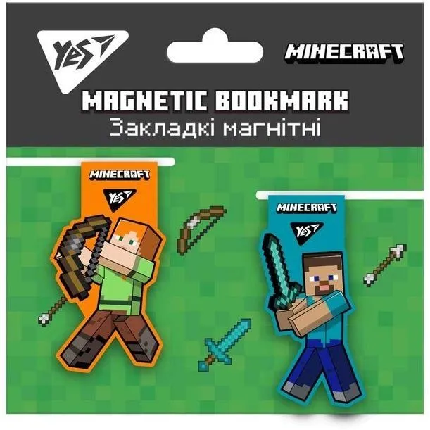 Закладки магнітні YES Minecraft, 2шт.