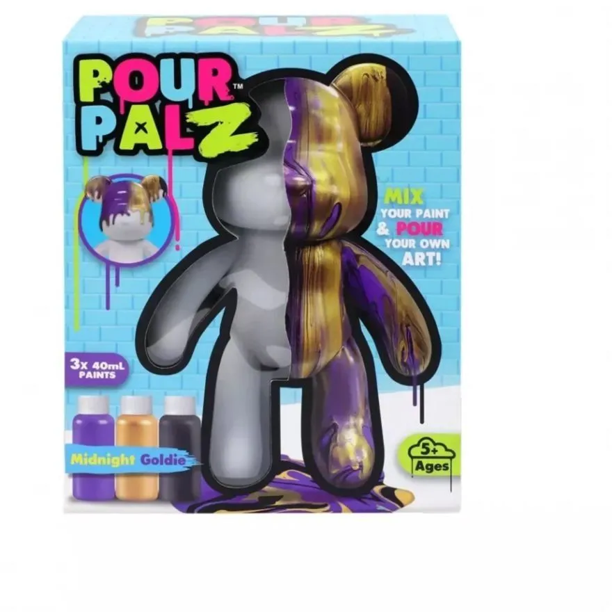 Pour Palz Набір для творчості Флюїд Арт - Ведмедик "Опівнічне золото" S2