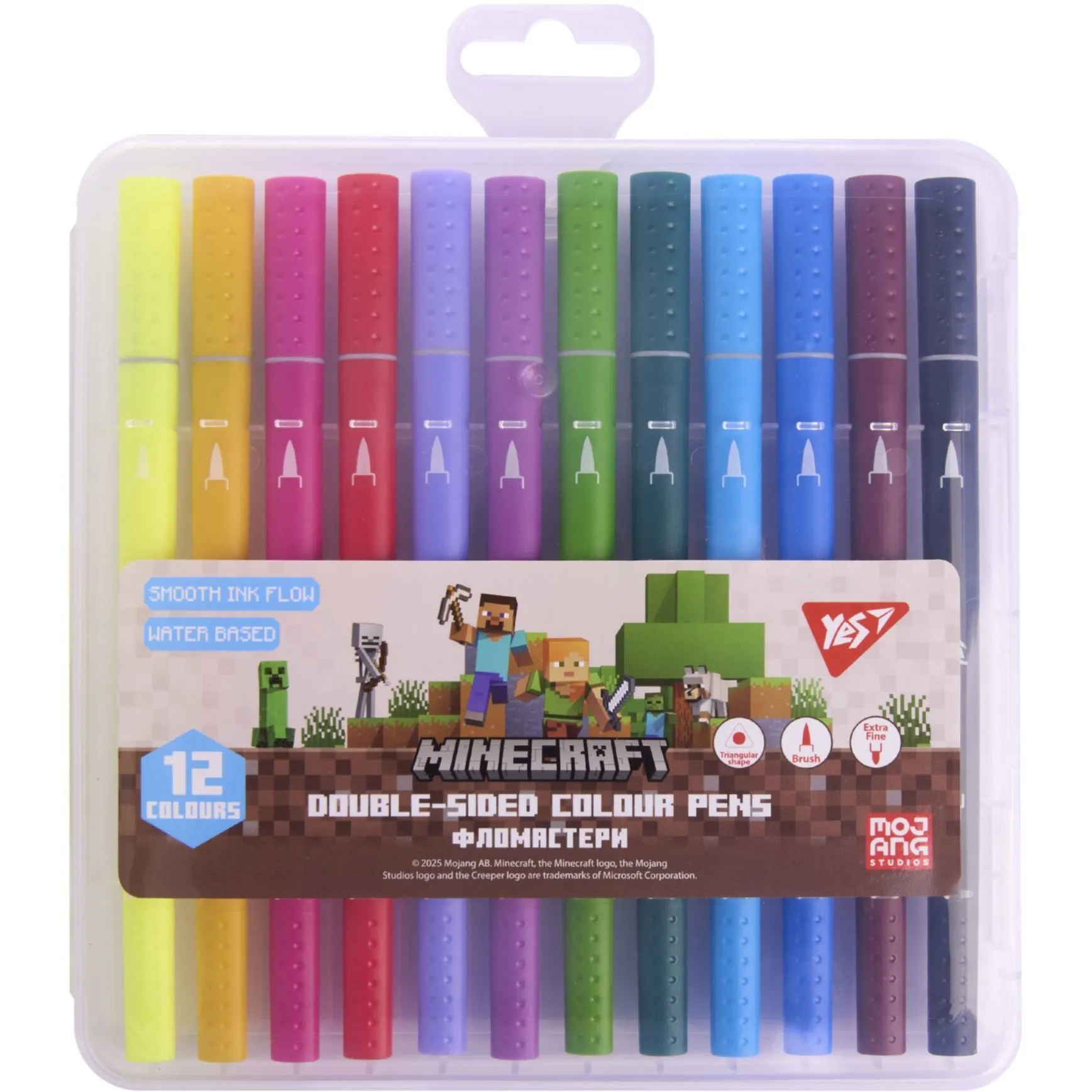 Фломастери двосторонні Yes 12 кольорів "Minecraft"