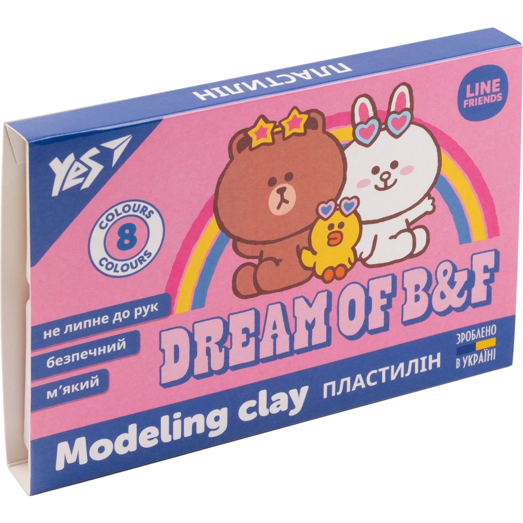 Пластилін YES, 8 кол., 160г "Line Friends"