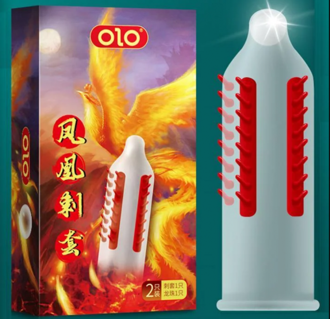 Одноразовий презерватив OLO з вусиками + кулька Phoenix Spiny condom (1 презерватив + 1 кулька)