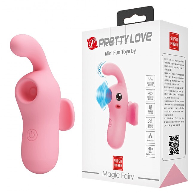 Стимулятор-насадка на палець Pretty Love Magic Fairy Stimulator Pink, 10 режимів вібрації та пульсації