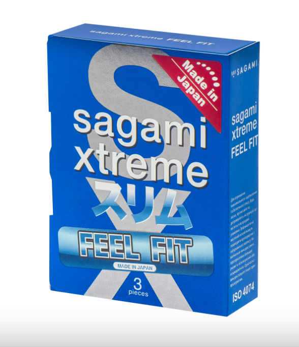 Супертонкі латексні Sagami Xtreme Feel Fit  3D дизайн головки, 3 шт