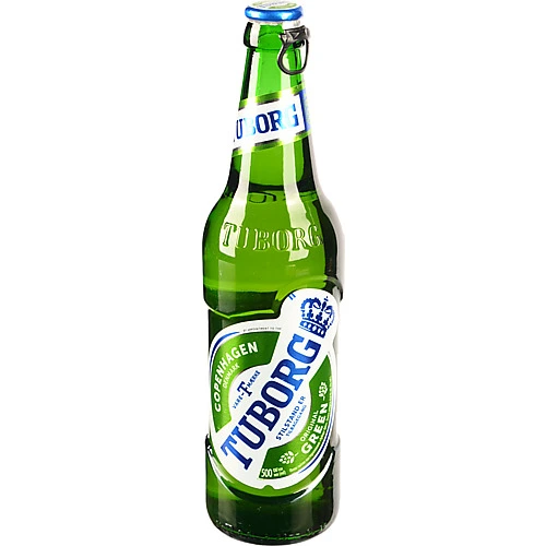 Пиво світле фільтроване пастеризоване [Tuborg Greenk, 4,6%, 0,5 л, скляна пляшка