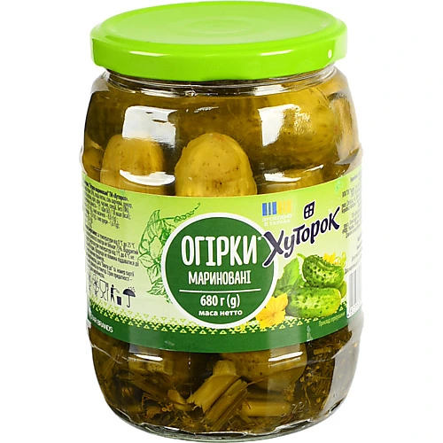 Огірки мариновані Хуторок с/б 680г