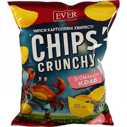 Чипси EVER 110г картопляні хвилясті краб