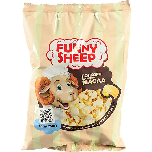 Попкорн солоний з ароматом вершкового масла Funny Sheep 90г