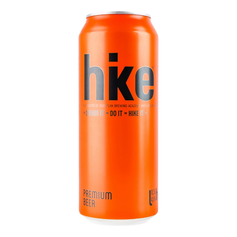 Пиво 0.5л 4.8% світле пастеризоване Premium Hike з/б