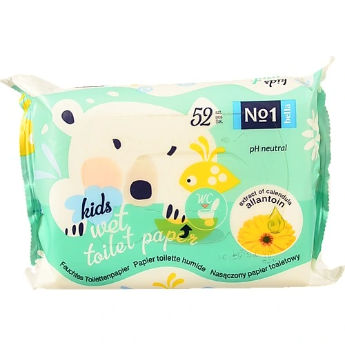 Папір туалетний вологий Kids 1 Bella 52шт