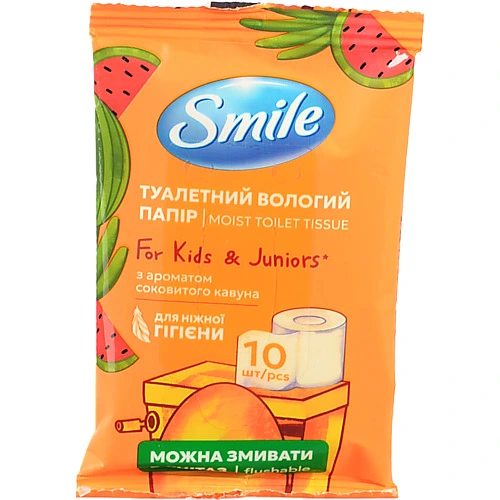 Туалетний папір Smile вологий 10шт д.дітей та п