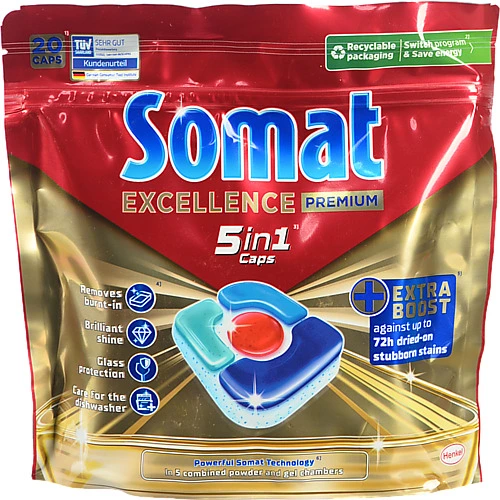 Пігулки д.посуду Сомат 20шт екселенс 5в1