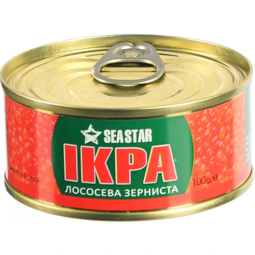 Ікра Seastar 100г лососева зерниста 2с з.б