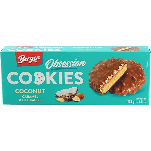 Печиво Bergen Cookies 128г Obsession карам.кокос