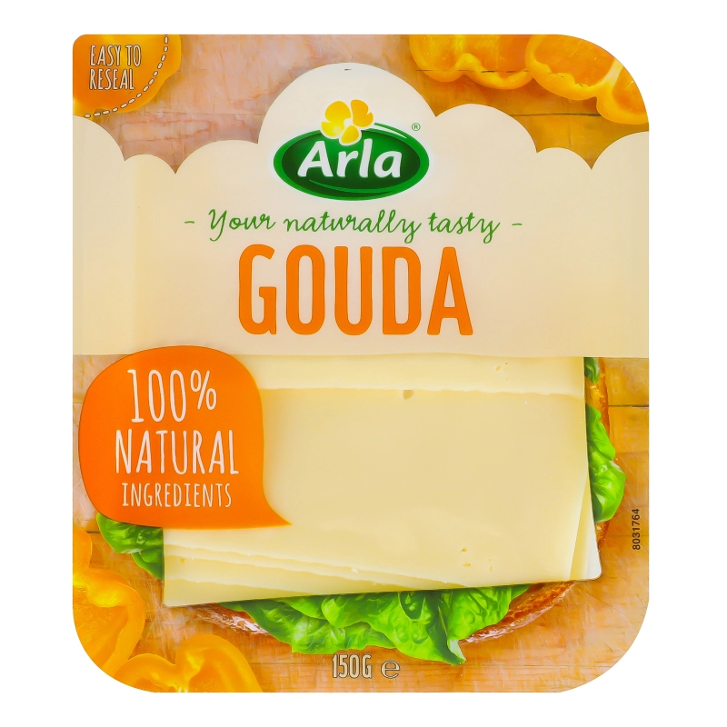 Сир Arla Гауда нарізаний скибочками 48%, 150 г