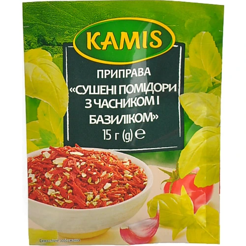 Сушені помідори з часником і базиліком Kamis 15г