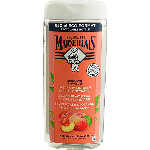 Гель шампунь Le Petit Marseillais 650мл білий персик нектарин