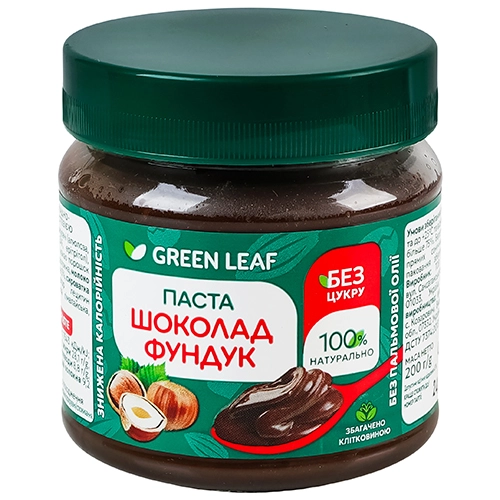 Паста Green Leaf 200г шоколад фундук стевія
