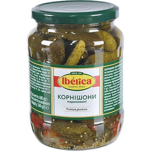 Корнішони мариновані Iberica с/б 680г