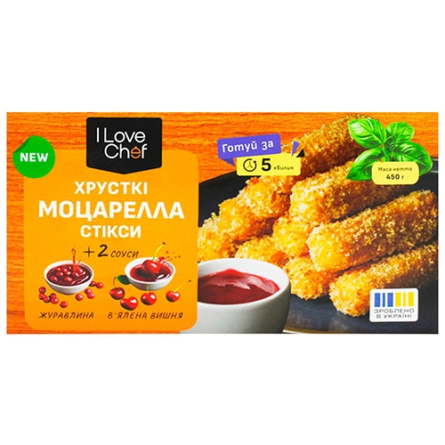 Моцарелла  I Love Chef 210г стікcи з соус.журавлин