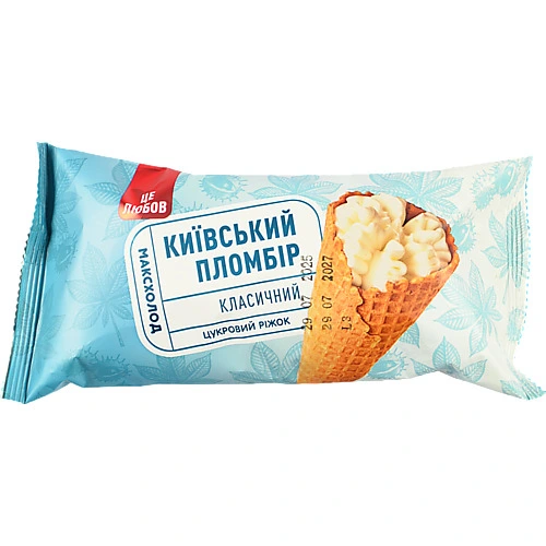 Пломбір МаксХолод 110г класичкий ріжок цукровий