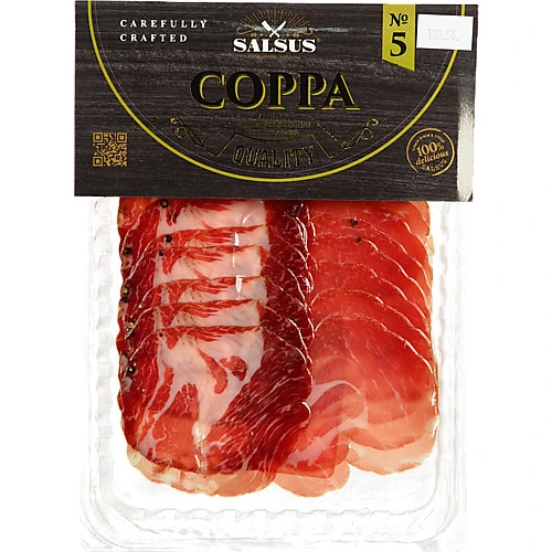 Продукт Salsus зі свинини [Коппаk сировялений, вищий ґатунок, нарізка, 100 г