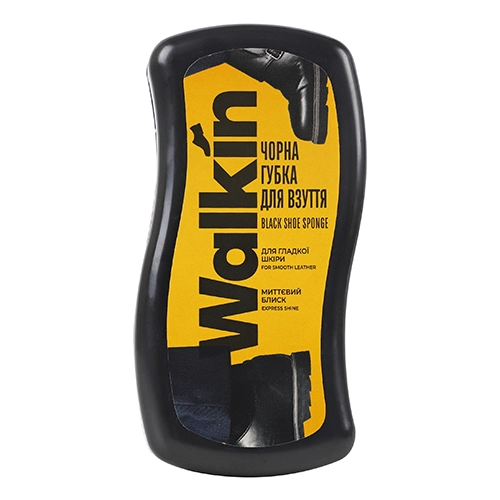 Губка для взуття з гладкої шкіри чорна Walkin 1шт