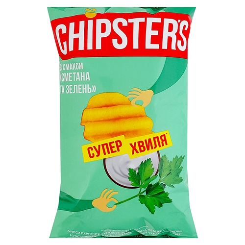 Чiпси Chipster's 95г велика хвиля сметана та зел.