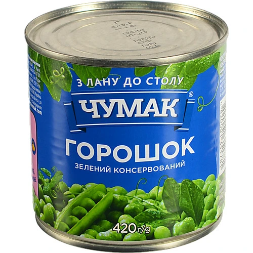 Горошок зелений Чумак з/б 420г