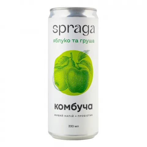 Напій б/алк. Spraga 0,33 л з/б Комбуча Яблуко та груша