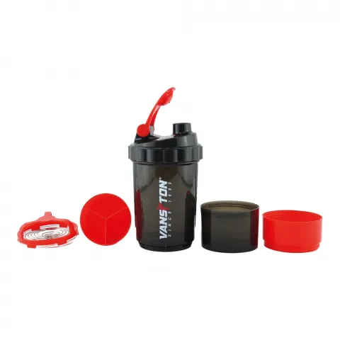 Шейкер Vansiton пласт. 500 мл 2 відділ. чорний-червоний