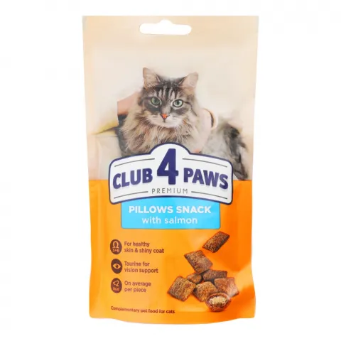 Ласощі д/котів Клуб 4 лапи 60 г подушечки з лососем