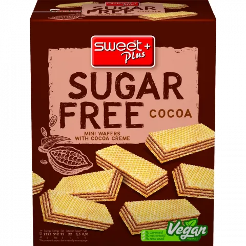 Вафлі Sugar Free 180г б/цукр.з какао-кремом(Болгарія)И954