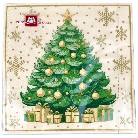 Серветки Єврогруп 18 шт. 3333 3-х шар. Вінтажна ялинка