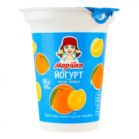 Йогурт десертний Марійка 4 260 г стак. Персик-абрикос