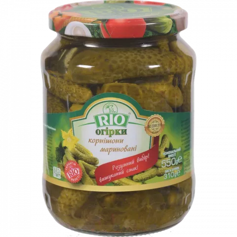 Конс Огірки Pio 550 г скл. Корнішони