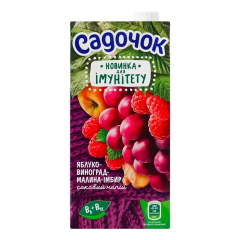 Напій соковий Садочок 0,95 л Яблуко-Виноград-Малина-Імбир